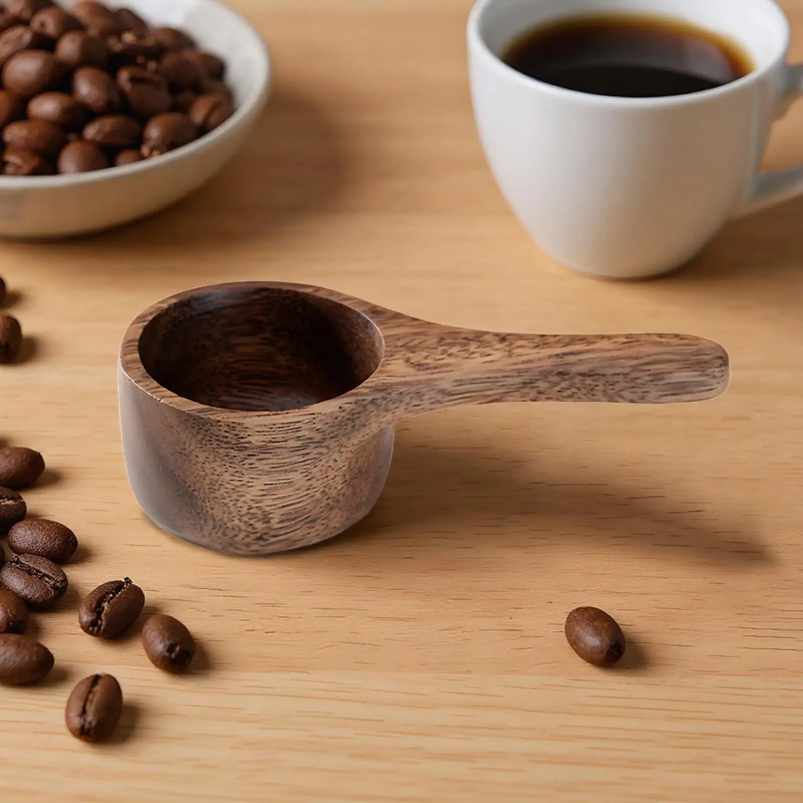 Coffee Ground Scoop Wooden Kitchen Tools Utensils Sugar Tea Flour