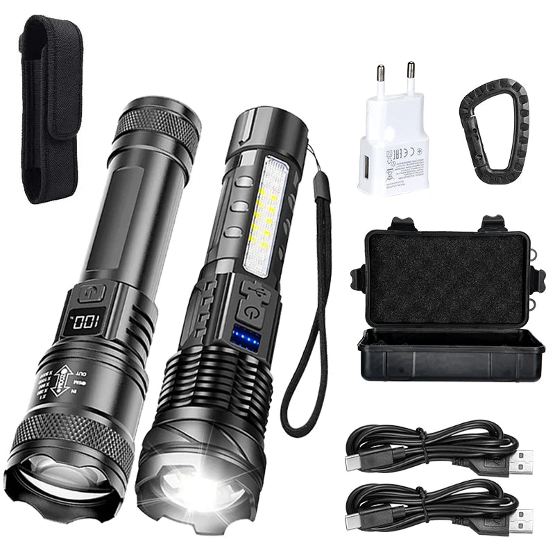 P50 LED Tactical Flashlight 2000LM – Zoomable & Rechargeable Tactical Flashlight Zpaxo Package list A