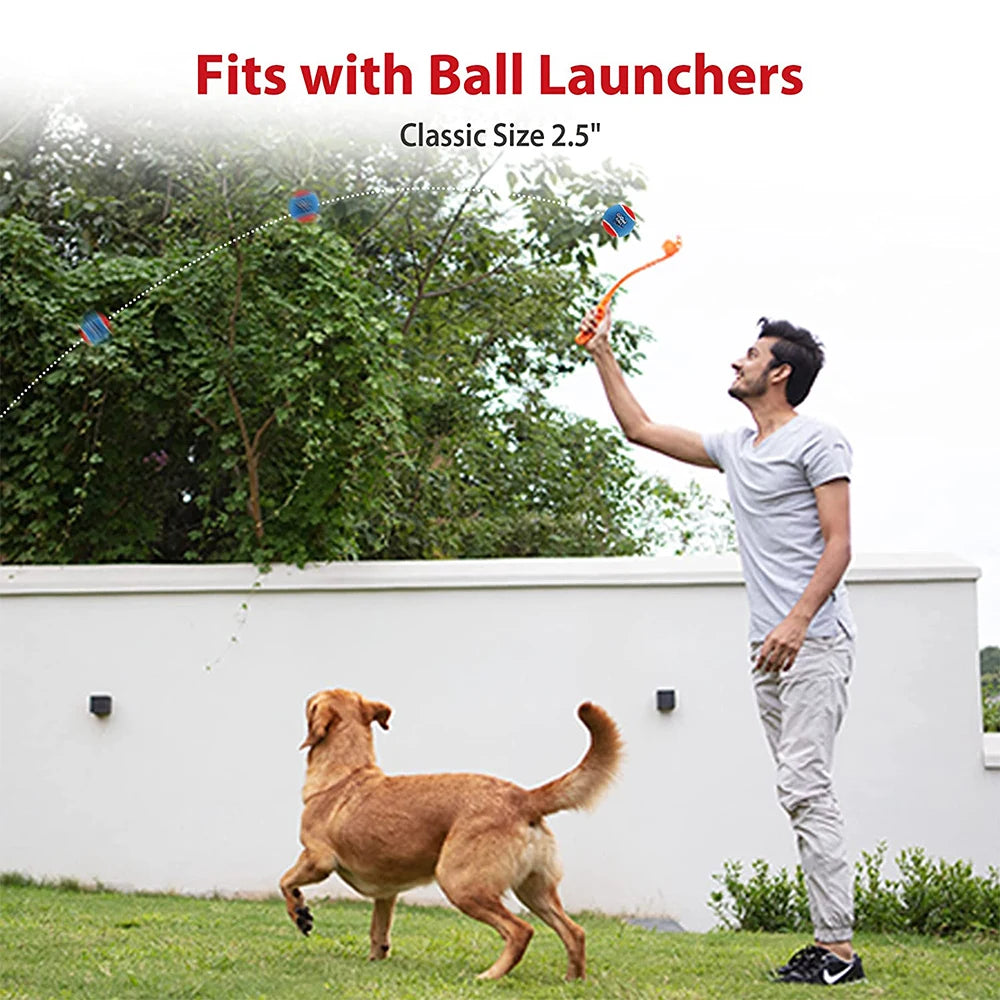 Pet Dog Squeaky Toys Ball Tennis Interactive Bounce Sound Rubber Zpaxo
