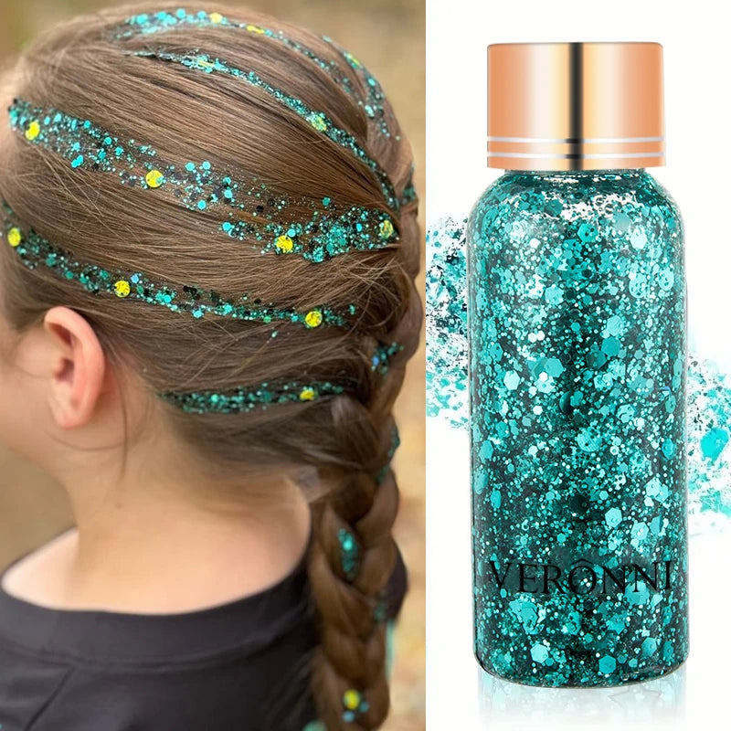 Body Sparkling Sequins Glitter Gel Eyeshadow,Stage Glitter Eyeshadow Highgloss Face Brighten Stage Makeup For Music festival Zpaxo