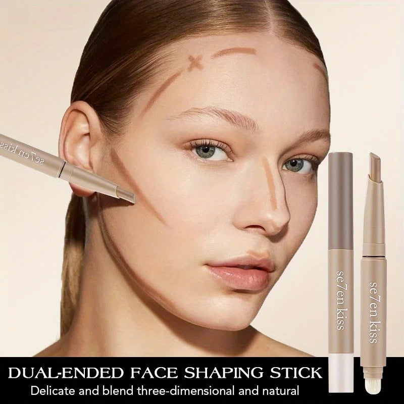 Three-dimensional beauty stick, high-gloss grooming, nose shadow, facial brightening,integrated double-head grooming contour pen Zpaxo