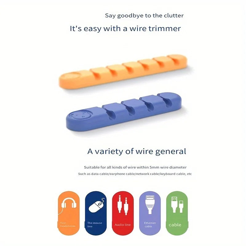 Silicone Desktop Cable Organizer – 6-Slot Charging Cable Hub Cable Organizer Hub Zpaxo
