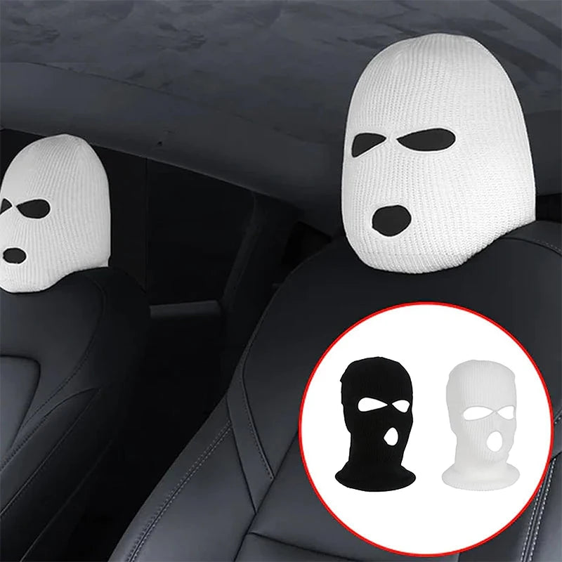 3 Hole Car Seat Headrest Full Face Cover Ski Mask Hat Anti-dust