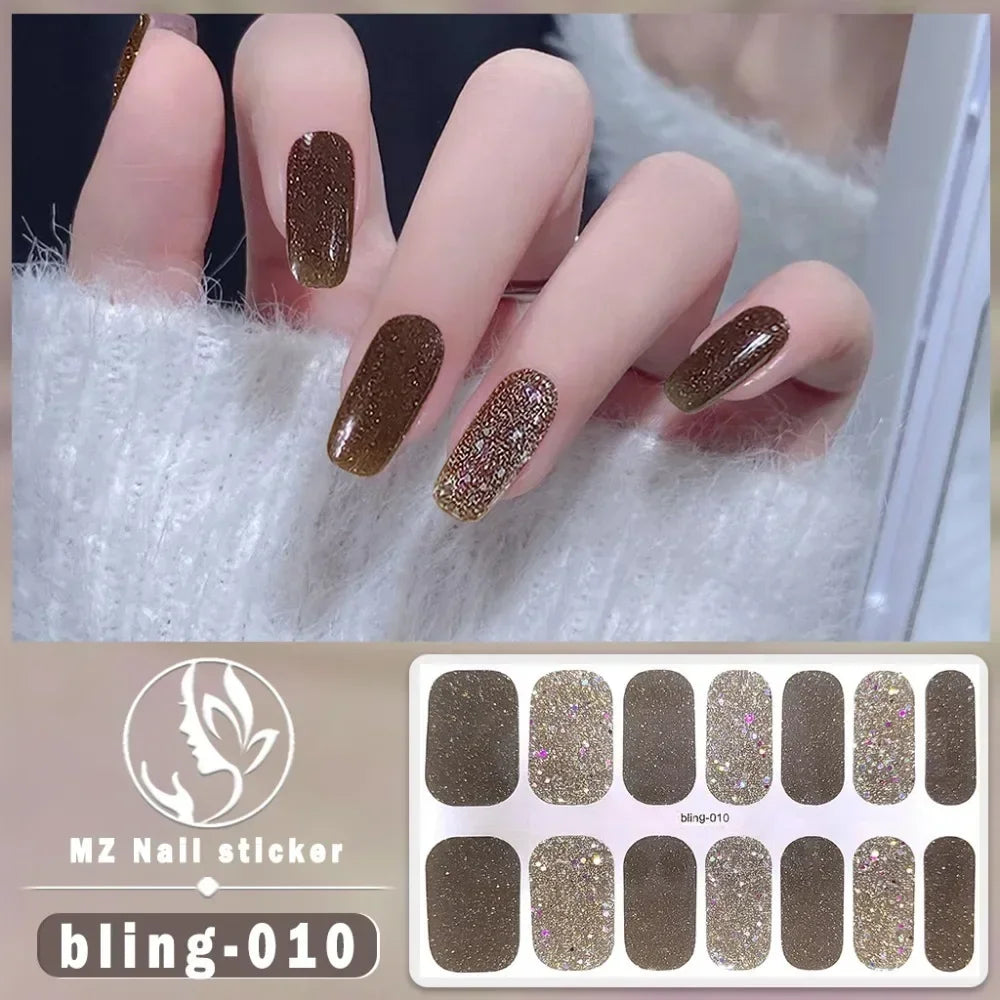 Baking Free Fashionable Nail Art Stickers Collection Manicure DIY Nail Polish Strips Wraps for Party Decor Zpaxo 010