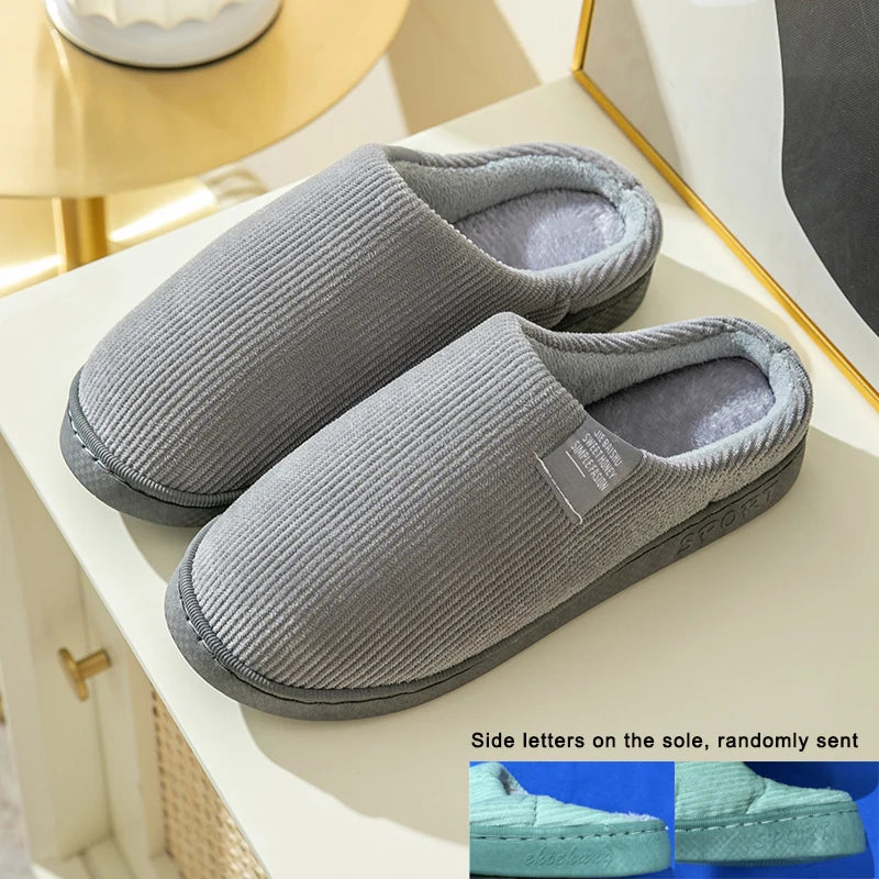 Winter Warm Fur Slippers Men Women Couples House Non-slip Soft Shoes Zpaxo gray 40-41