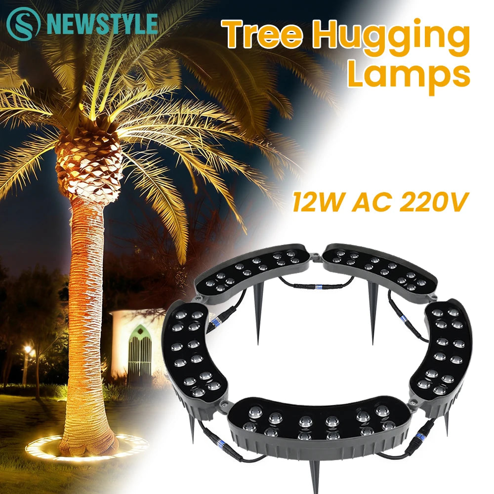 Outdoor Ring Tree Light AC220V LED Waterproof Palm Tree Uplighting Landscape Lighting with Adjustable Tree Rings Garden Yard Zpaxo