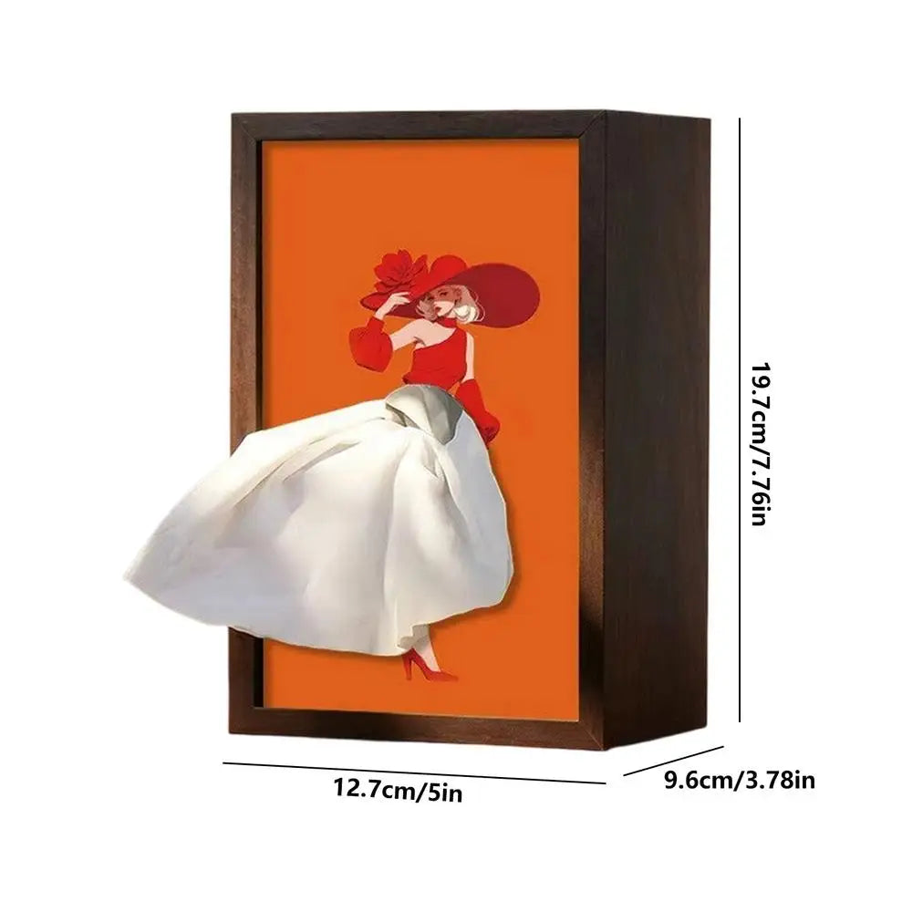 Wood Tissue Box Cover Modern Ballet Girl Pattern Dispenser Napkin