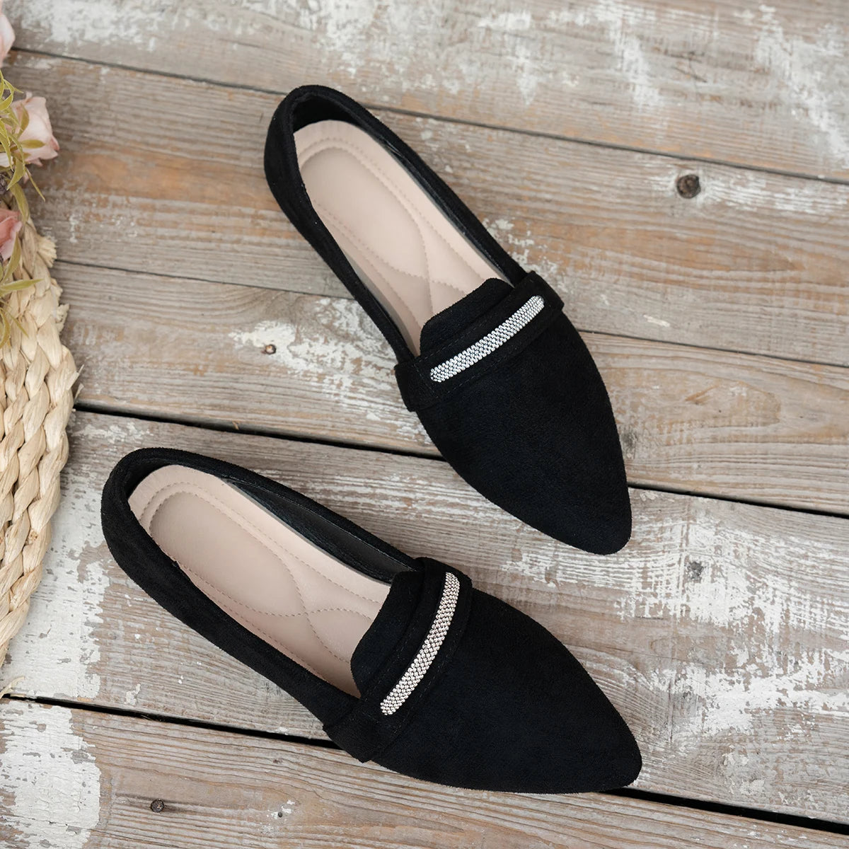 Women Flats Summer Comfortable Flat Canvas Loafers Luxury Elegant Zpaxo black 43