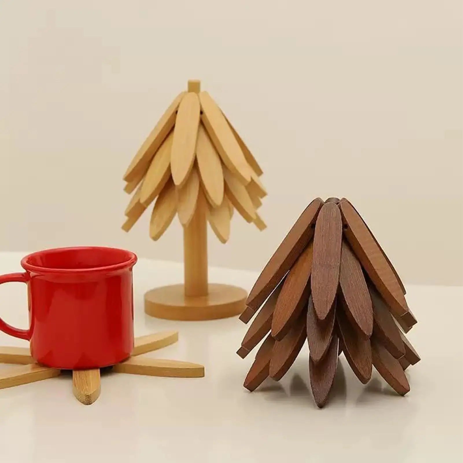 Wooden Tree Coasters Insulation Placemat Christmas Trivets Dishes