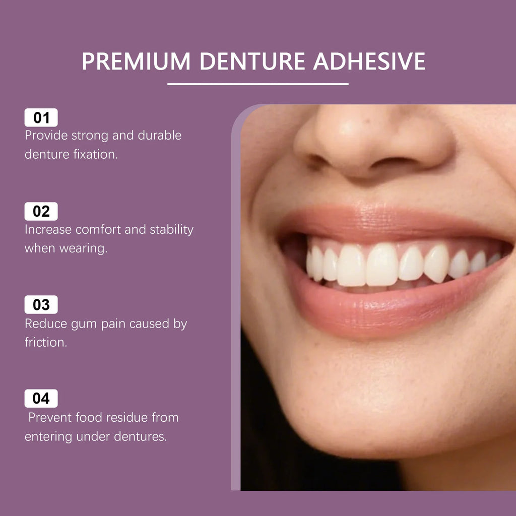 Denture Adhesive, Natural Fit,Comfortable Secure Hold, Long-Lasting & Gentle, Beautiful Smile Enhancement, Perfect for Daily Use Zpaxo