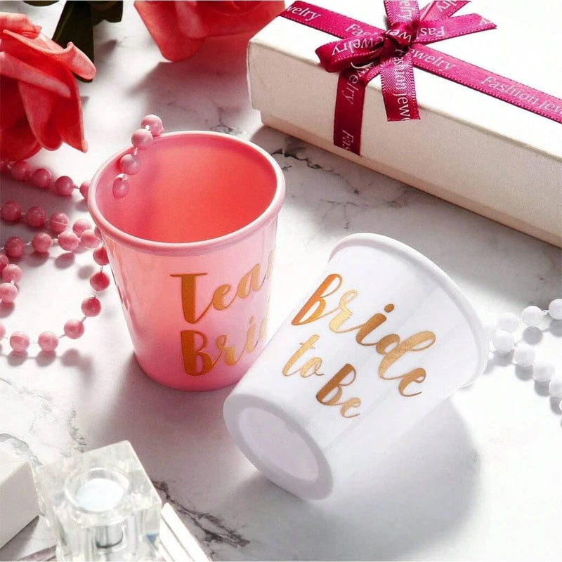 Team Bride Cups Be Plastic Shot Glasses Necklace Wedding Bridal
