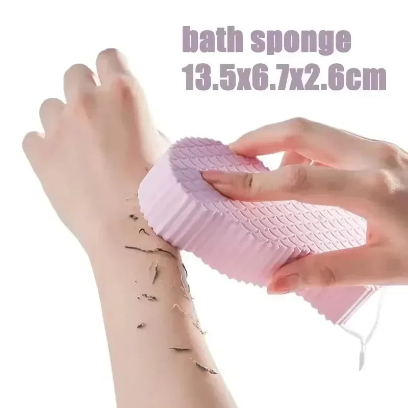 Body Shower Foot Scrubber Brush Wash The Body Cleanser Silicone Sponge Bath Massage Mat Back Brush Wall Mounted with Suction Cup Zpaxo pink sponge