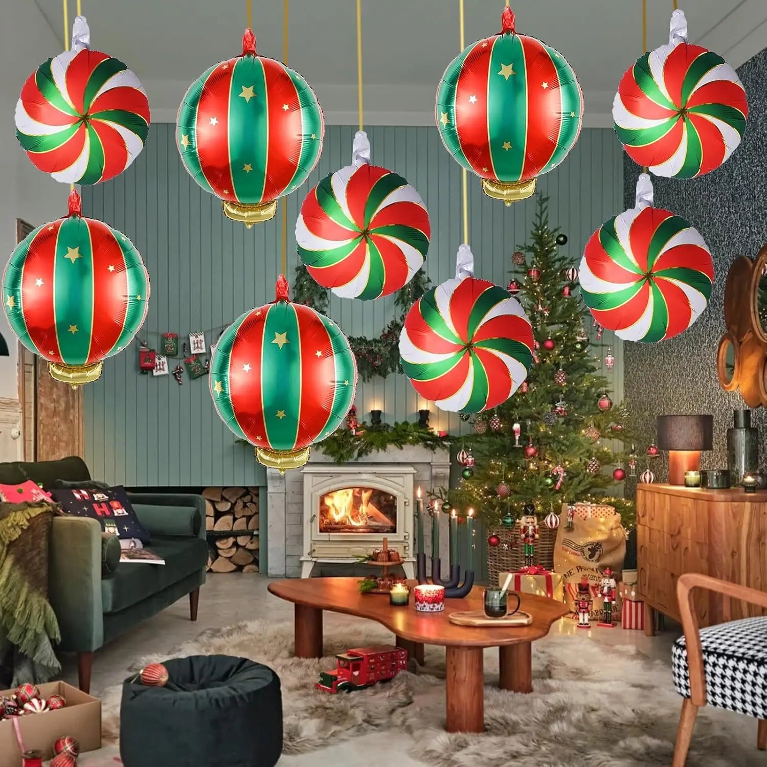 9-Pack Christmas Lollipop Foil Balloons – Holiday Party Decor Holiday Party Balloons Zpaxo