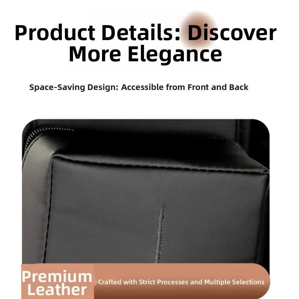 Multi-Functional Car Seat Side Storage Bag Tissue Box Wear-Resistant Car Seat Hanging Organizer Leather Portable Auto Seat Box Zpaxo