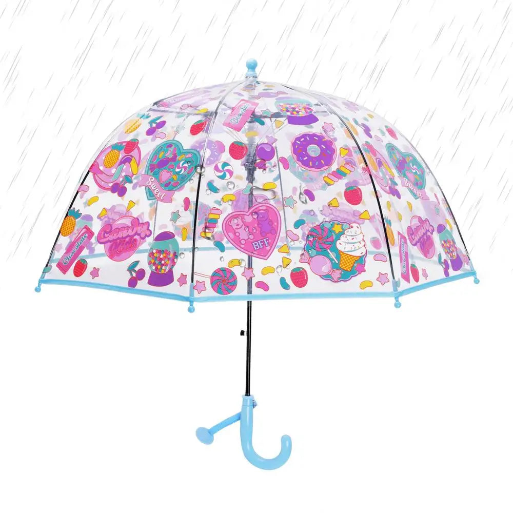 Kids Umbrella Non Slip Handle Windproof Cute Funny Clear Umbrellas