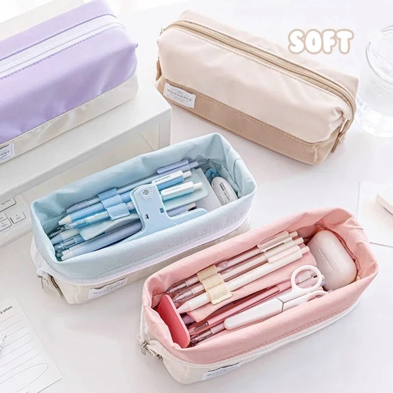 Korean Pencil Case Cute Soft Large Capacity Fashion Stationery Pouch