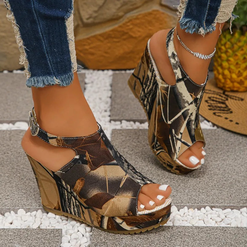 Summer Elegant Casual Buckle Strap Wedge Sandals Women Heels Open Toe Zpaxo