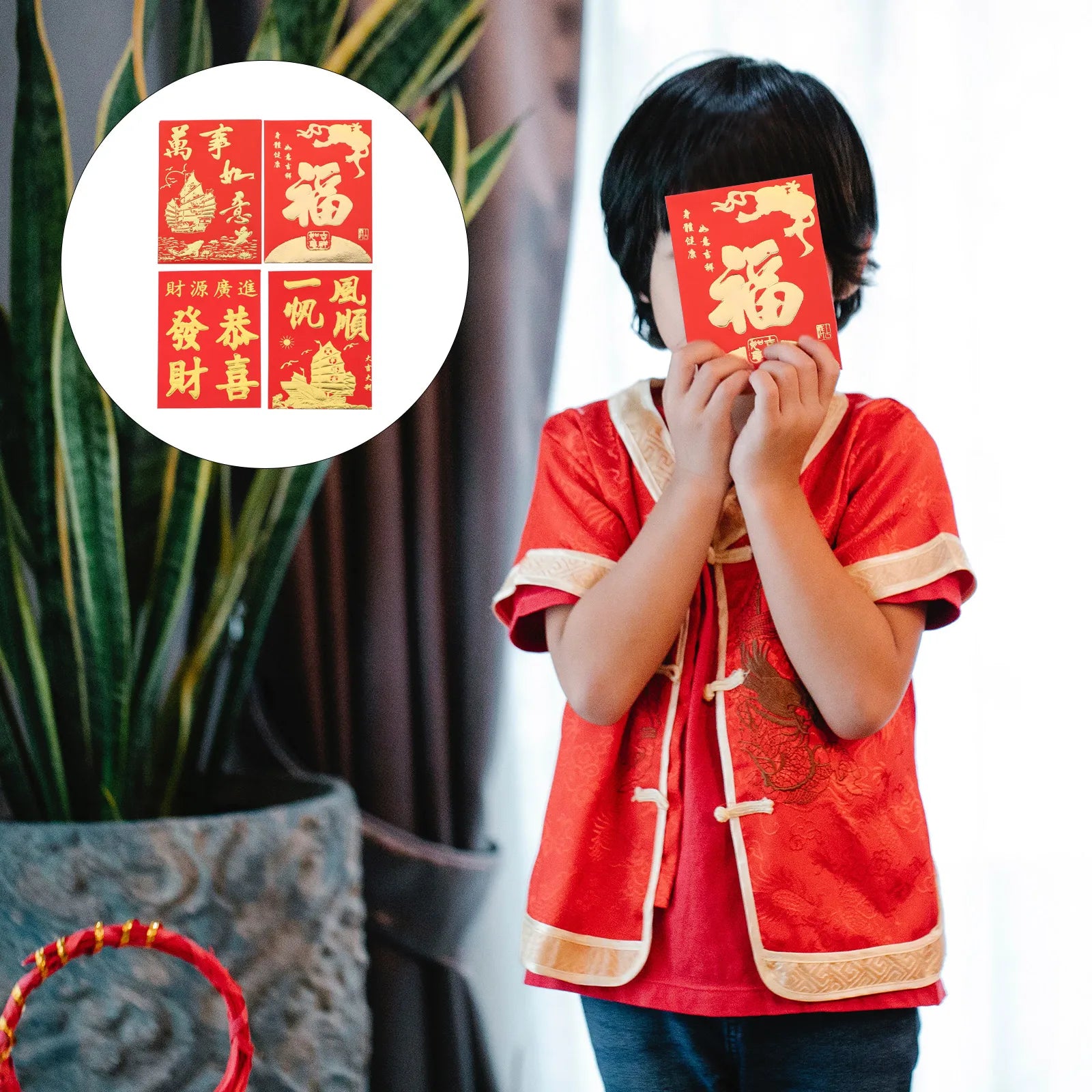 160Pcs 2024 Chinese New Year Red Envelopes Spring Festival Lucky Pocket Hongbao Children Gifts Red Bags Zpaxo