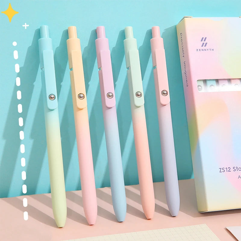 5Pcs Cute Gel Pens Quick Dry Ink Pen,Retractable Black Ink Rolling Gel Pens Fine Point(0.) Smooth Writing Aesthetic Pens Zpaxo