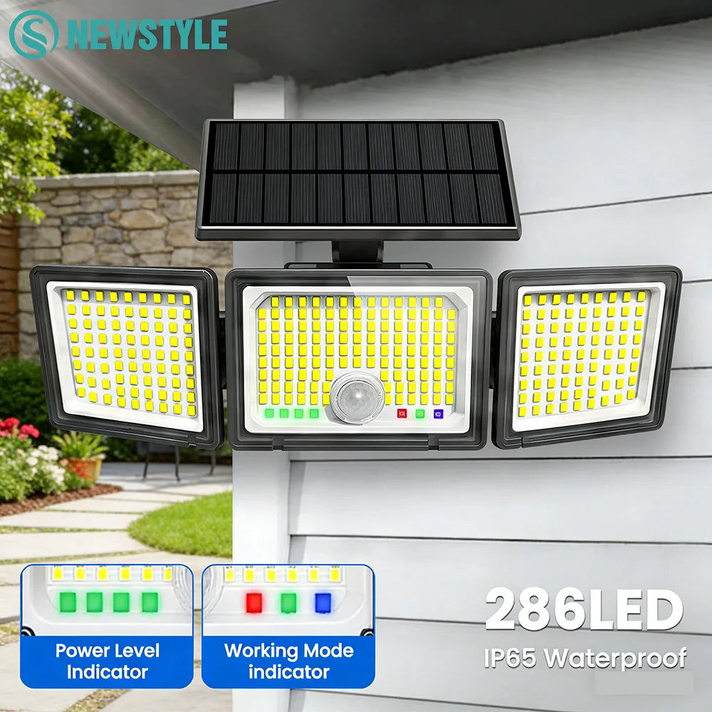 Solar Powered Floodlight 236/366/286LED Solar Motion Sensor Lights Waterproof Solar Security Wall Lights Garden Garage Zpaxo