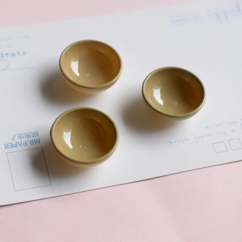▶10Pcs Miniature Bowl Dish Round 1/12 Scale Doll House Kitchen Dinning Accessory Zpaxo Brown 10Pcs