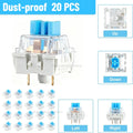 100Pcs Blue Keyboard Switches, 3-Pin Clicky Tactile Mechanical Keyboard Switches, Complete DIY Replacement Kit with Switch Pulle Zpaxo Dust-proof-20pcs