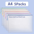 5-30Pcs Mesh Zipper Pouch Document Bag A4 A5 File Folder Pencil Case Waterproof Mesh Zipper Pouch For Teacher Desk File Sorting Zpaxo A4 5pcs