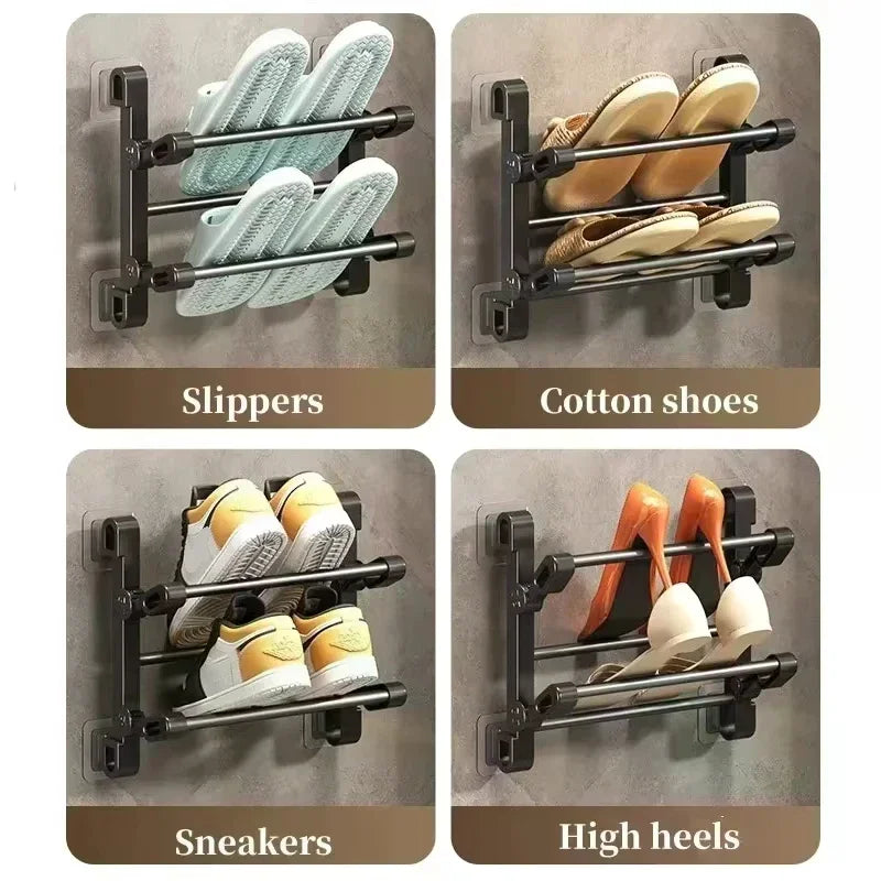 Multifunctional Wall-mounted Shoe Rack Convenient Design Stainless Zpaxo