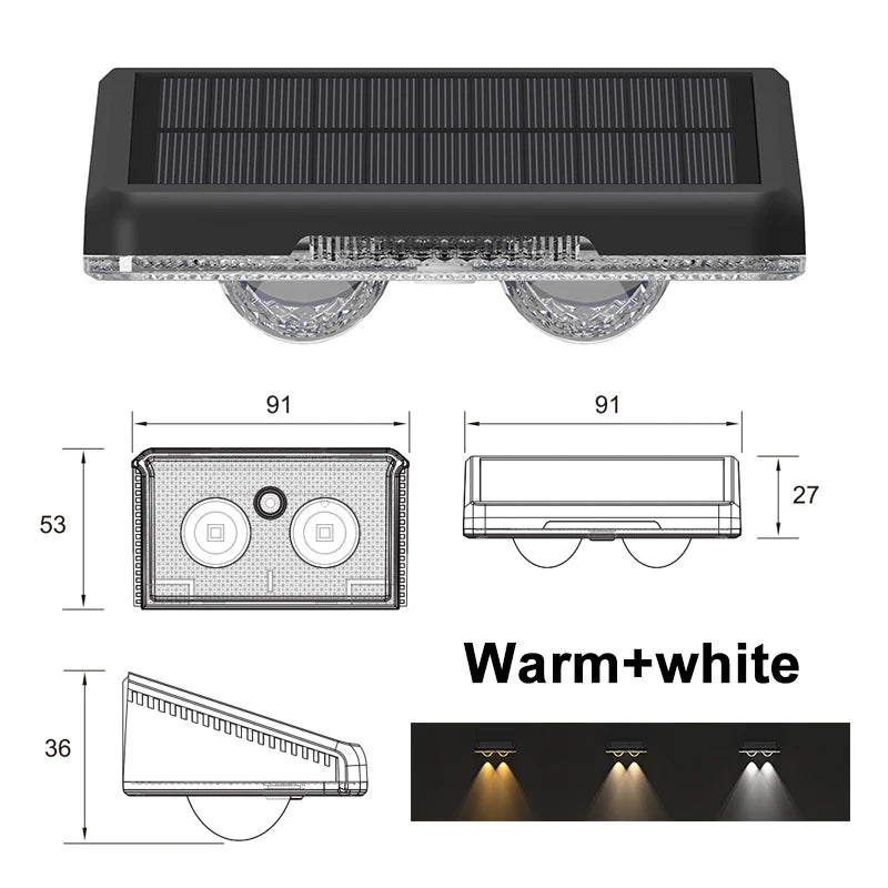 Solar Fence Lights Outdoor Garden Solar Wall Lights Waterproof RGB Bright Solar Powered Lamp Backyard Pathway Yard Deck Decor Zpaxo Warm and White 2pc