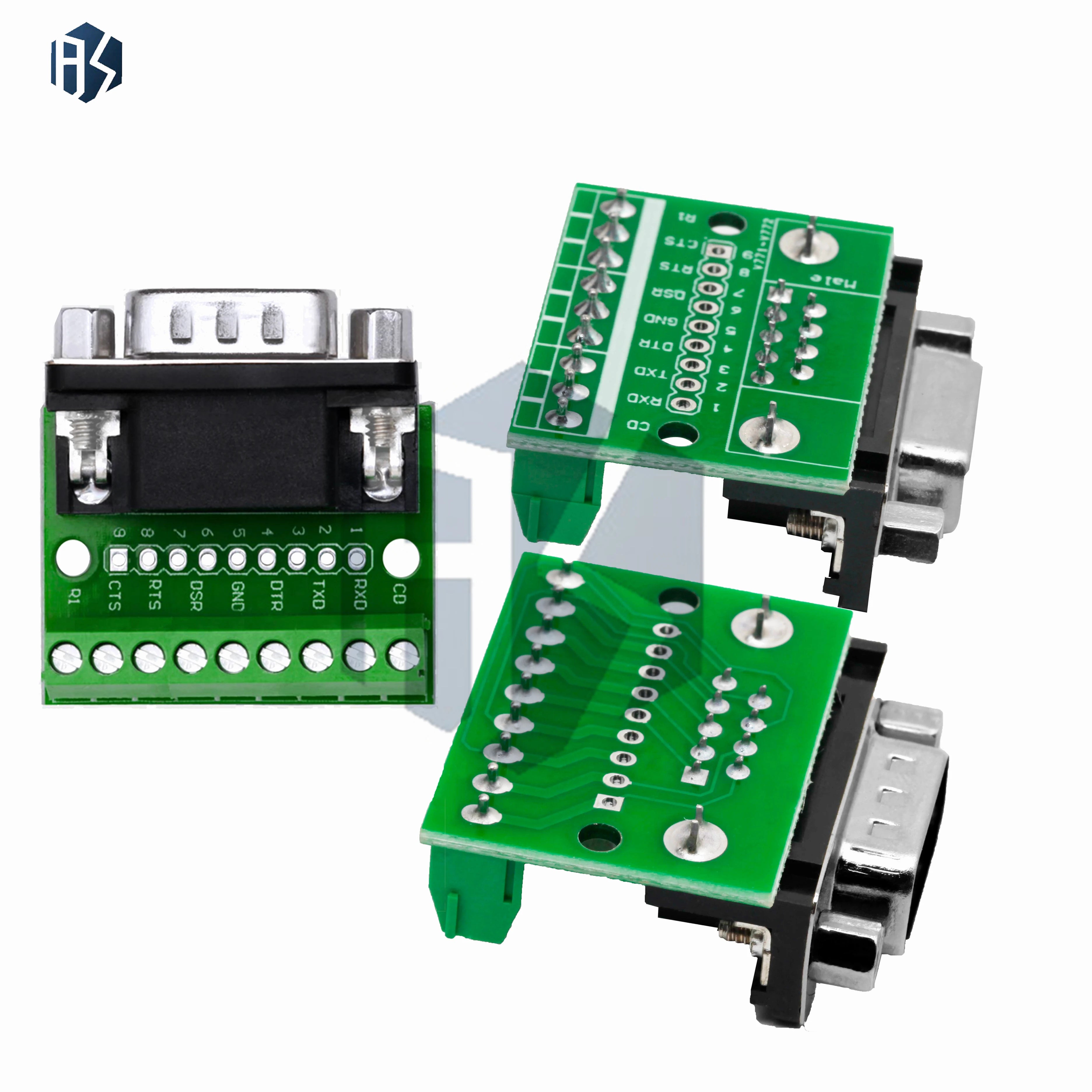 9pin Solderless Connectors DB9 RS232 Serial to Terminal Female Male Adapter Connector Breakout Board Zpaxo