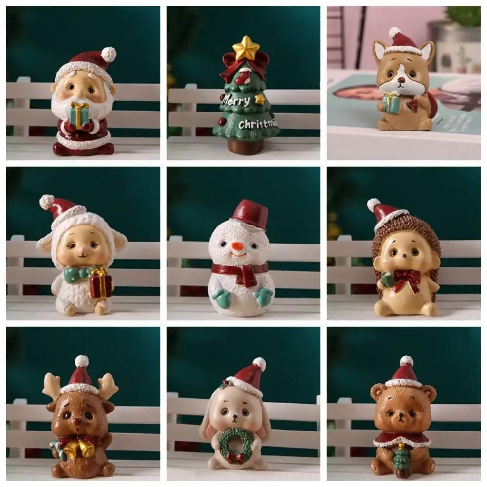 Santa Claus Snowman Landscape Ornaments Resin Miniatures Animal Zpaxo