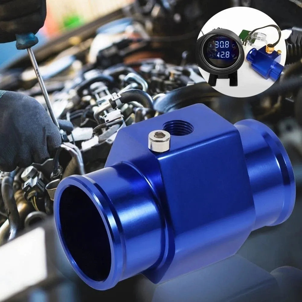 Hose Adapter 28mm Water Temp Sensor Engine Aluminum Radiator Hose Adapter Durable Blue Temperature Joint Pipe Universal Fitment Zpaxo
