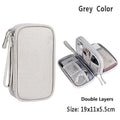 Waterproof Data Cable Storage Bag Travel Bags Zipper Bag Portable Storage Pouch USB Data Cable Organizer Electronics Accessories Zpaxo Gray Double layer