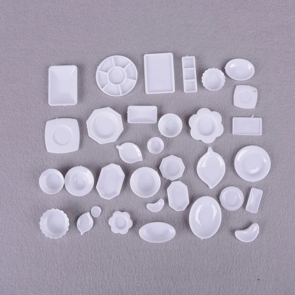 ▶33pcs Mini Dollhouse Miniature Kitchen utensils dish plate tableware Toys Zpaxo 33pcs