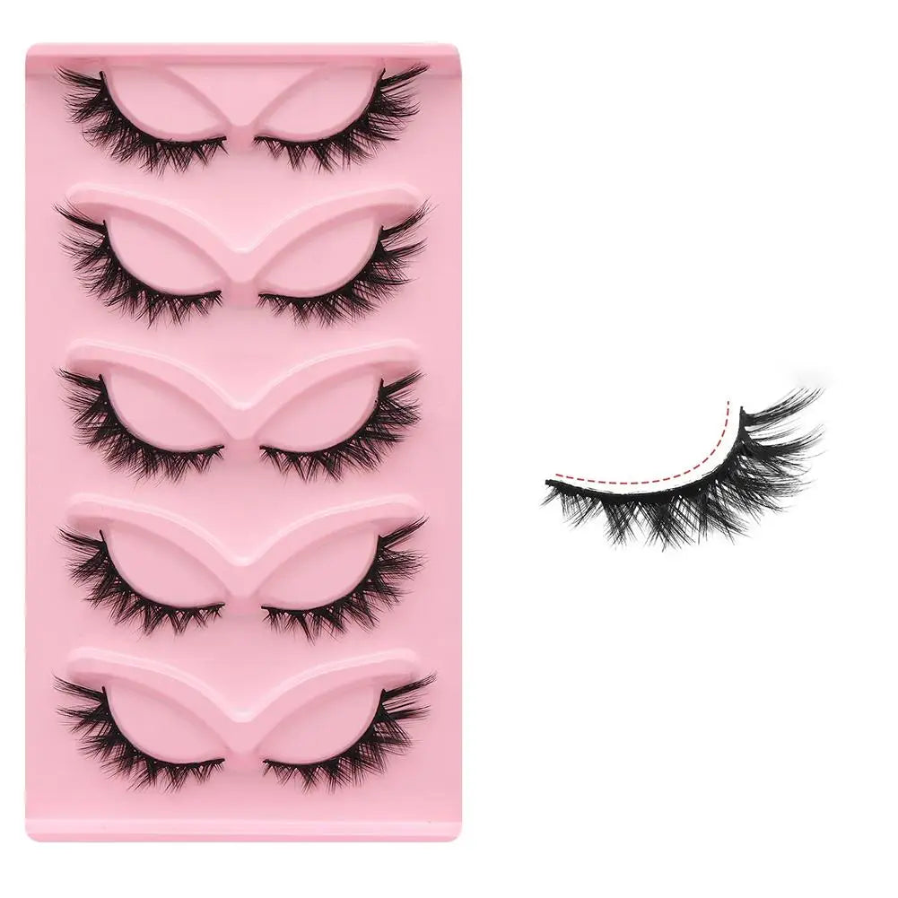 5Pairs Soft Natural Lashes Faux Mink Wispy Mink Eyelashes Extension Makeup Winged Fluffy Thick Lashes Cat Eye False Lashes Zpaxo B