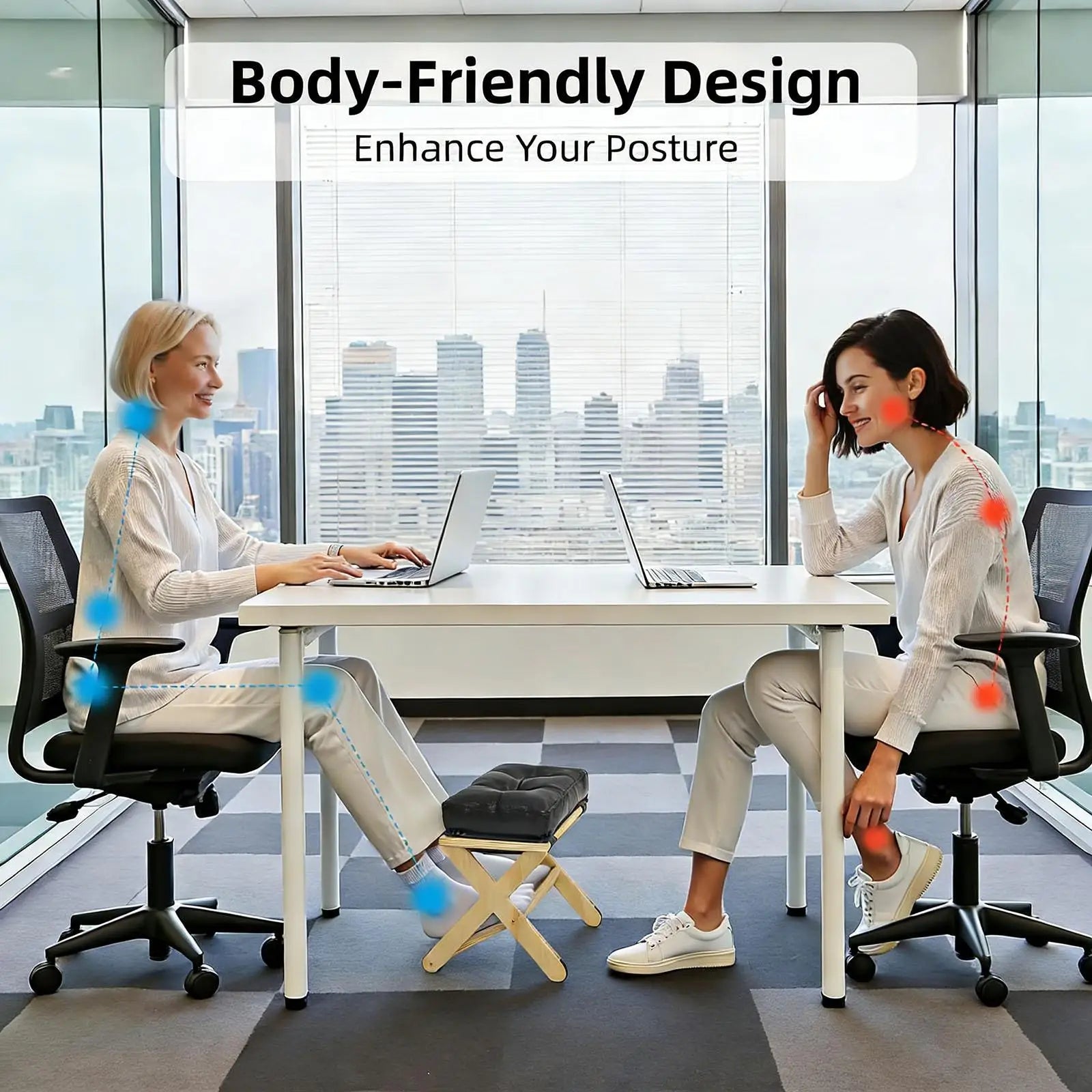 Under Desk Footrest Wooden Double Layer Non Slip Ergonomic Foot Rest