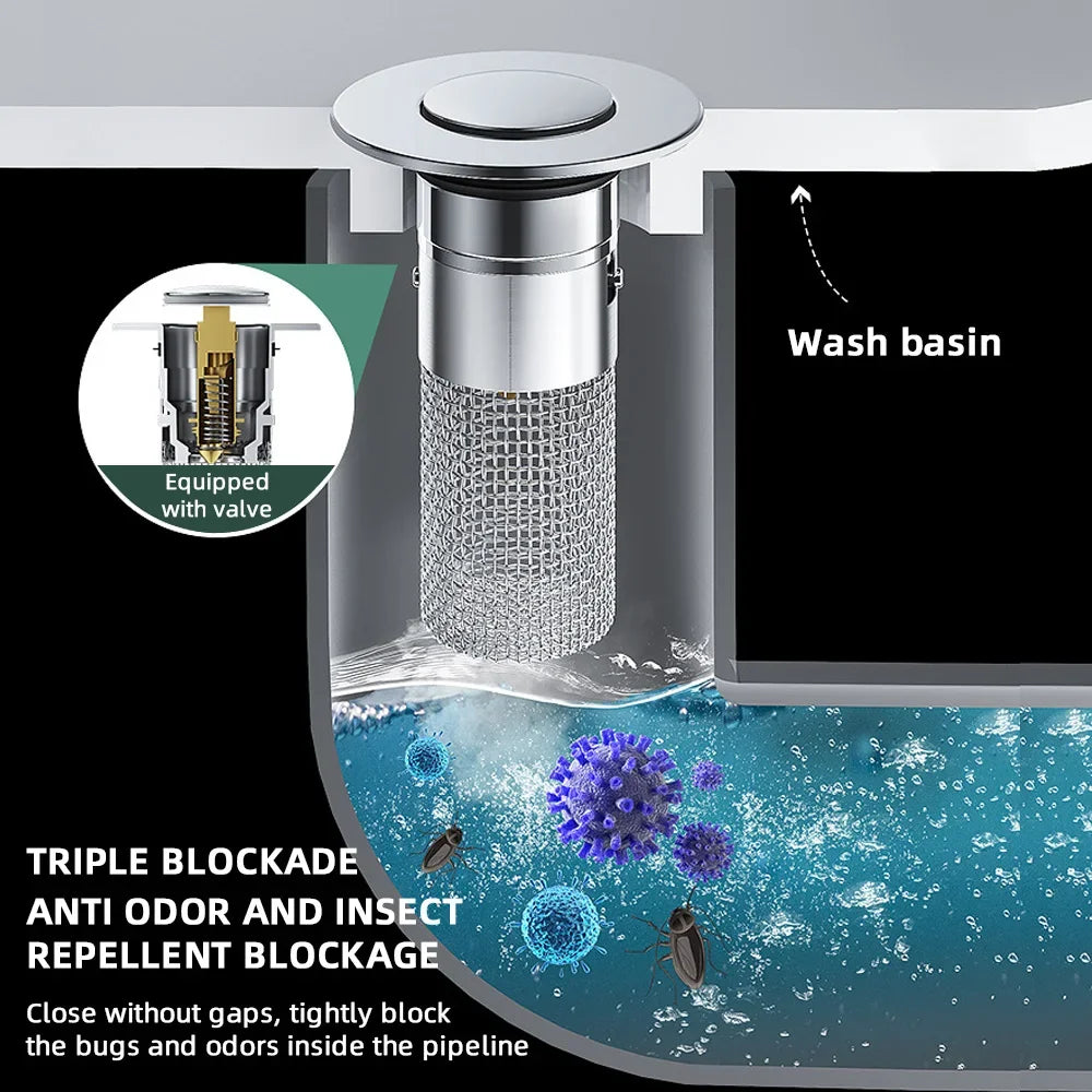 Sink Drains Filter Bathroom Pop-up Plug Stopper Wash Basin Hair Zpaxo