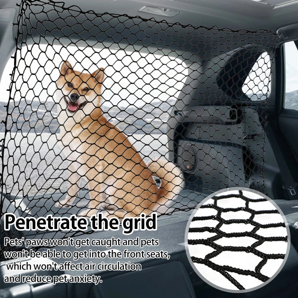 Pet Car Barrier Net Elastic Durable Dog Car Safety Barrier Net Foldable Car Dog Fence Barrier Universal Auto with Hooks New 2024 Zpaxo