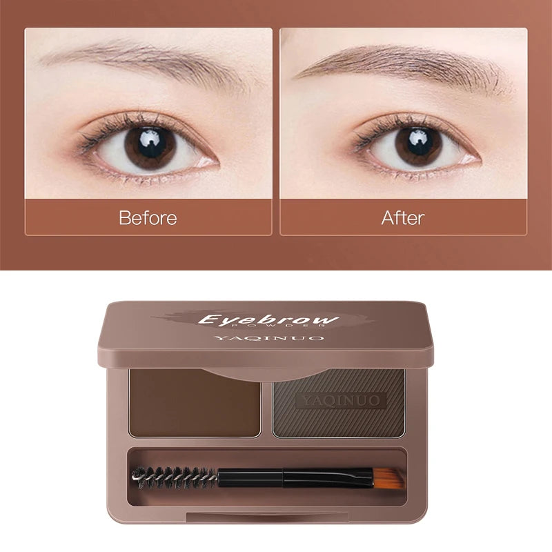 2-Color Brow Powder Brush Long-lasting Waterproof Black Brown Eyebrow