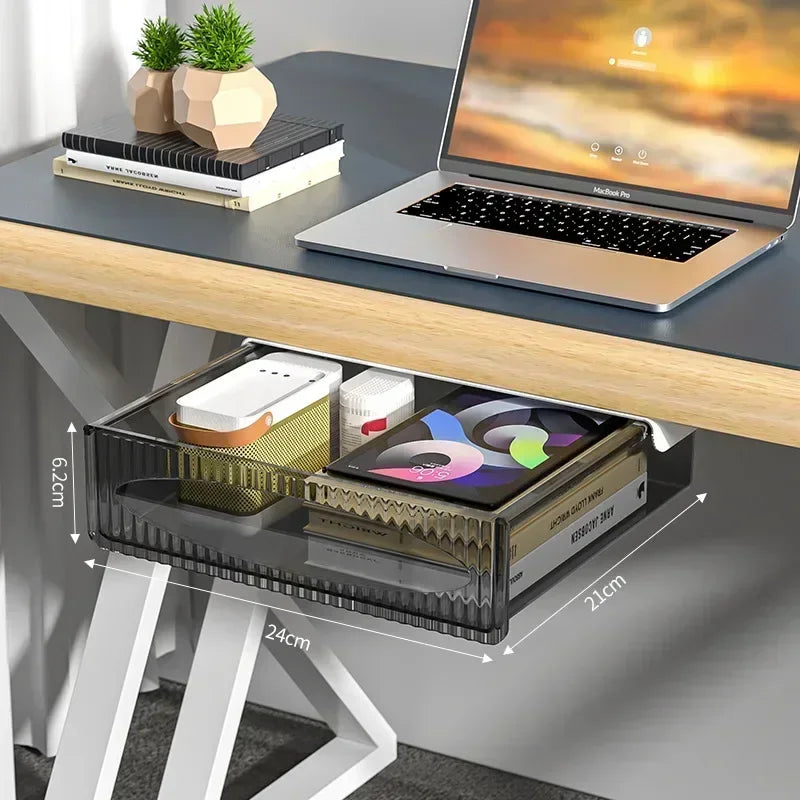 Invisible Storage Table Shelf Box Pull Out Hanging Under Desk Drawer