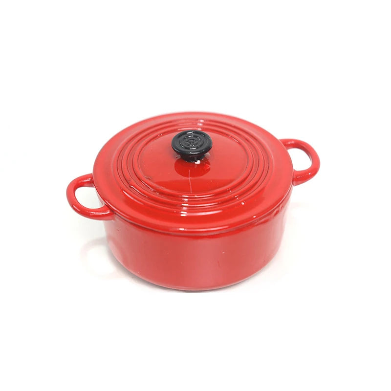 ▶1PCS Mini Pot Boiler Pan With Lid Kettle Dollhouse Miniature Cooking Ware Play Kitchen Toy Doll House Accessories Zpaxo Red