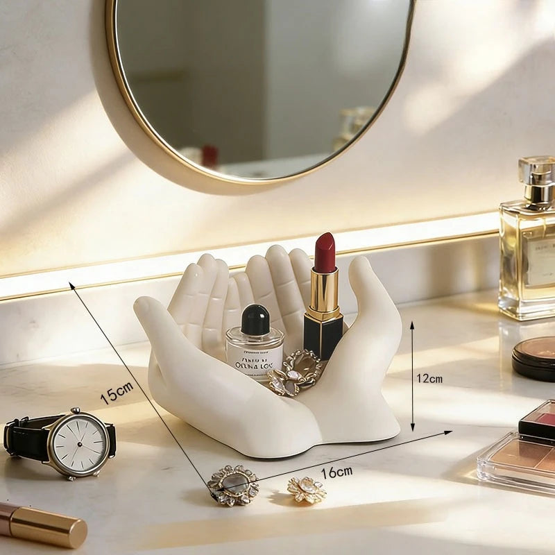 Palm Storage Box – Lipstick, Perfume & Key Organizer for Dresser Tabletop Storage Organizer Zpaxo