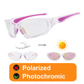 Toptrek Cycling Sunglasses UV400 Cycling Glasses Photochromic Sports Goggles Bicycle Eyewear Sunglasses Outdoor MTB Bike Glasses Zpaxo Transparent Purple