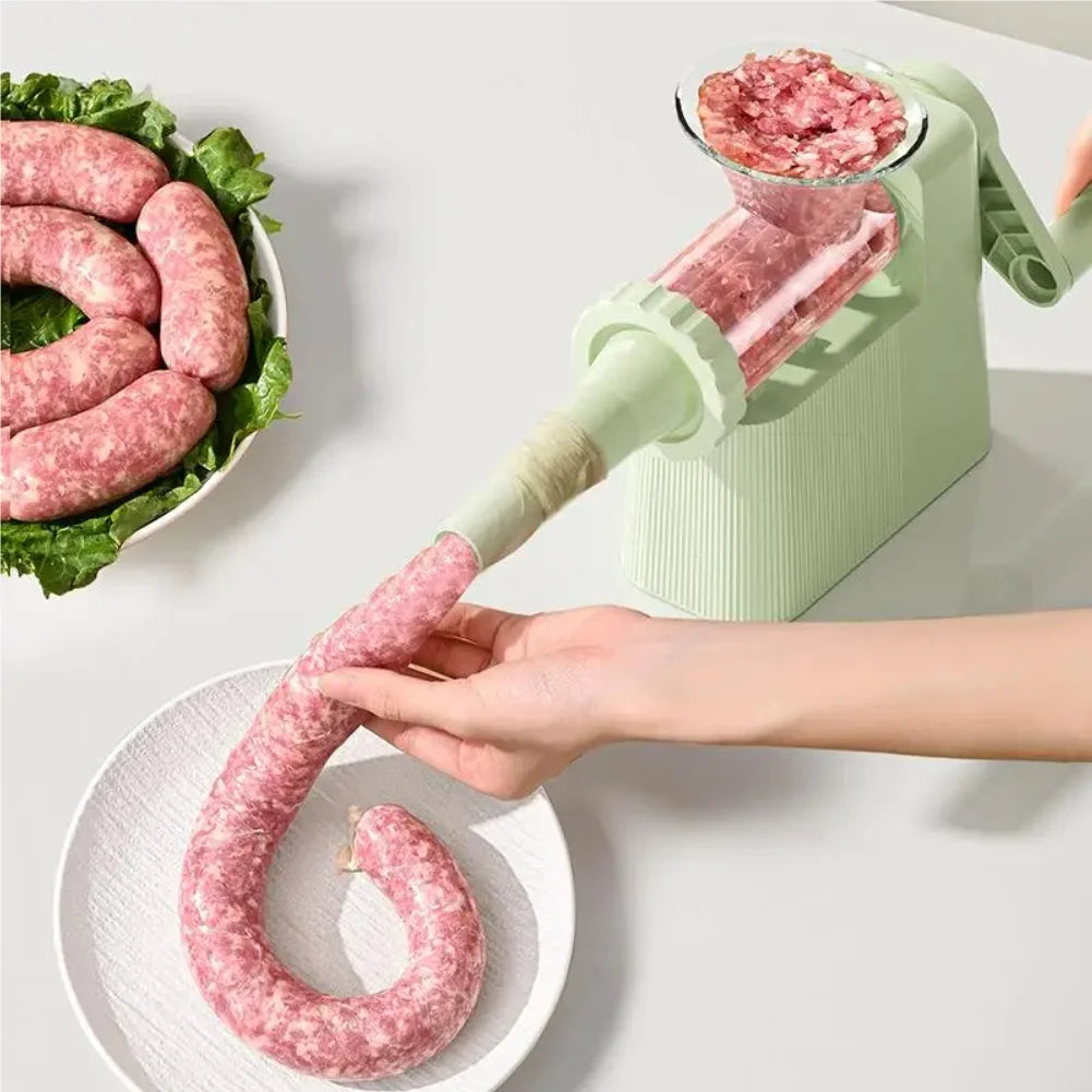 Manual Sausage Stuffer with 4 Nozzles - Easy-Fill Meat Grinder Kit for Homemade Sausages & Snacks Zpaxo