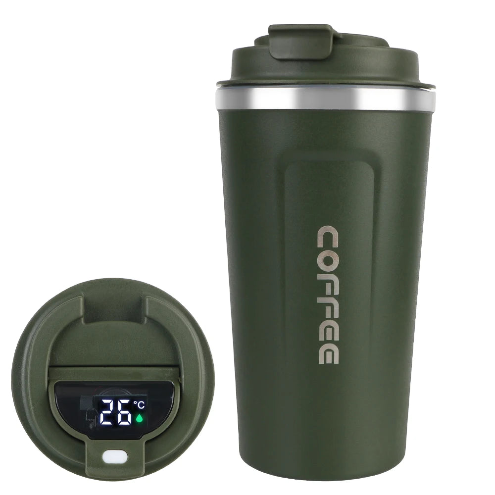 Coffee Mug Temperature Display Leakproof Car Tea Water Thermos Cup Zpaxo Green With Display 510ml