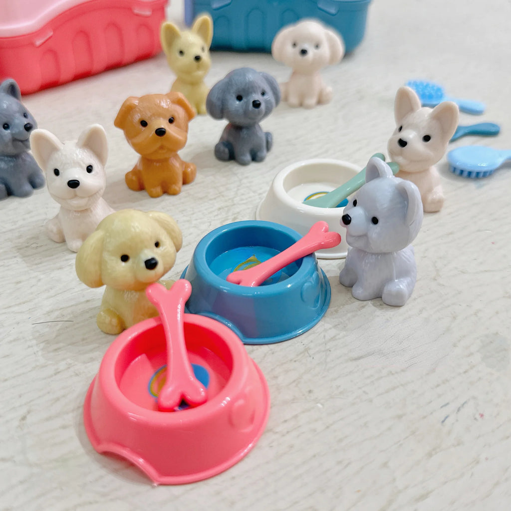 Cute Dog Pet Basket Family Toys Doll Cage Scene Playing Christmas