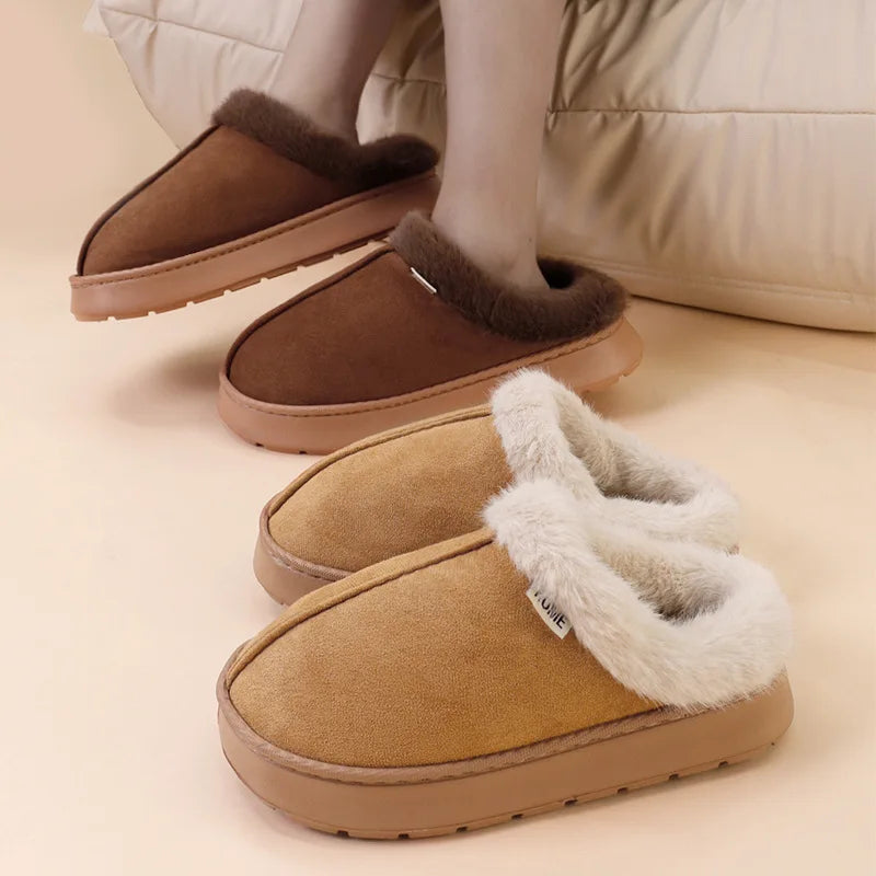 Warm Fashion Fluffy Slippers Women Winter Indoor Outdoor EVA Thick