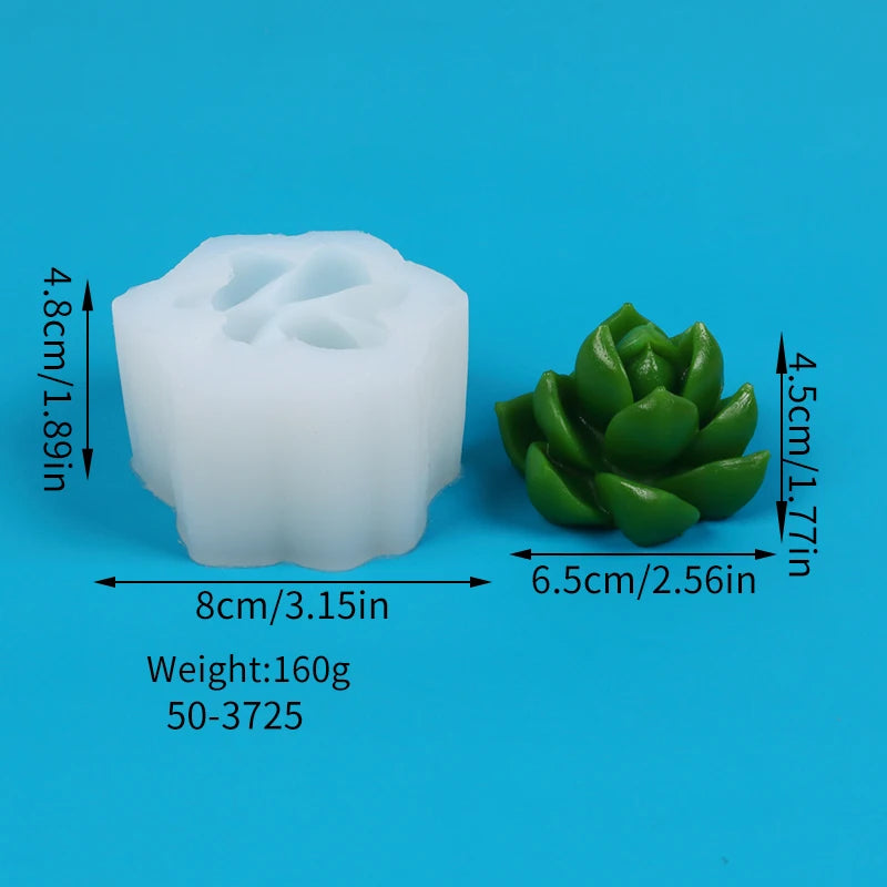 Succulents Candle Silicone Mold 3D Cactus Succulent Plants Soap Aroma Plaster Cement Craft Ornament Making Mold Home Decor Zpaxo 50-3725-D