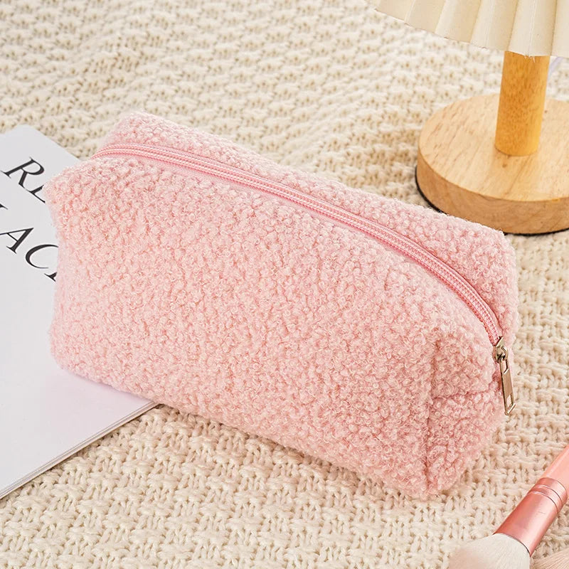 Plush Pencil Case, Makeup Bag, Cute, High Appearance, Large Capacity Pencil Case, Girls' School Students' Stationery Box, Pillow Zpaxo Pink 1PC