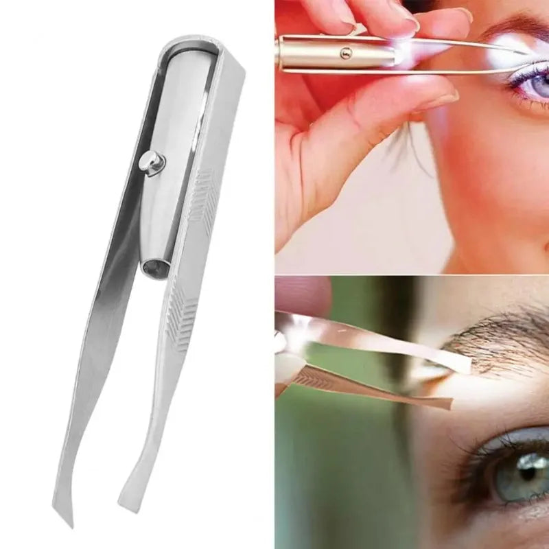 LED Eyebrow Tweezers – Stainless Steel Precision Hair Removal Tool LED Eyebrow Tweezers Zpaxo